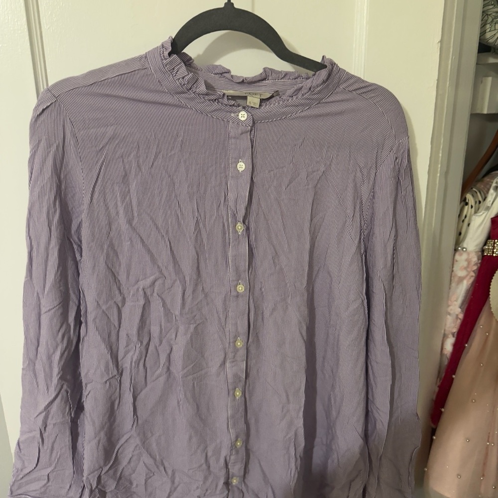 LOFT Light Purple Button-Down Shirt